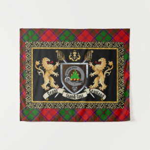 Tapiz Grant Clan Badge & Motto con Leones 