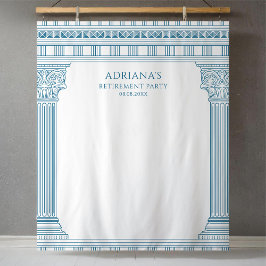 Tapiz Greek Retirement Party with blue temple columns