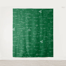 Tapiz Green and White Mathematic Formulas Equations