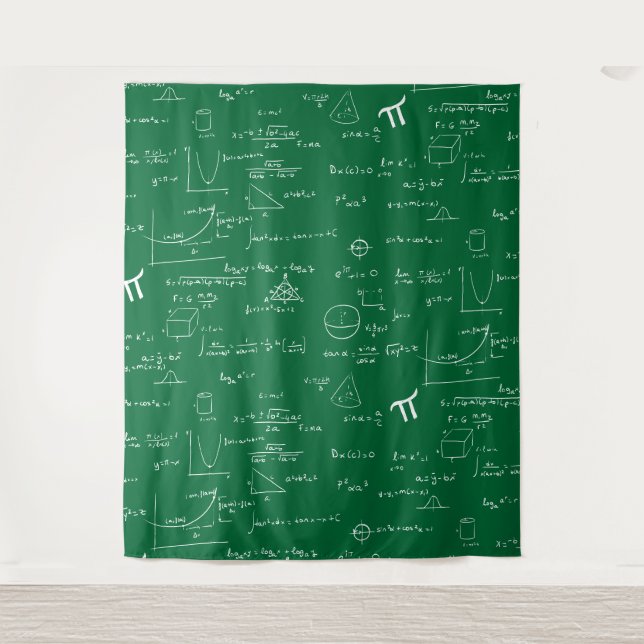 Tapiz Green and White Mathematic Formulas Equations (Anverso)