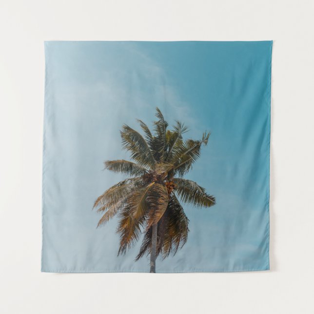 Tapiz Green coconut tree under blue sky (Anverso)