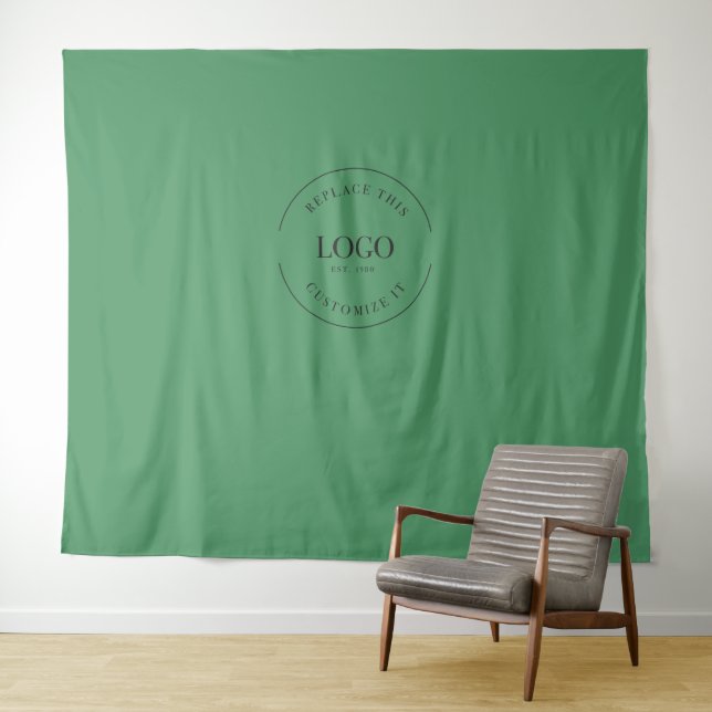Tapiz green Custom Logo backdrop Company branding (In situ (horizontal))