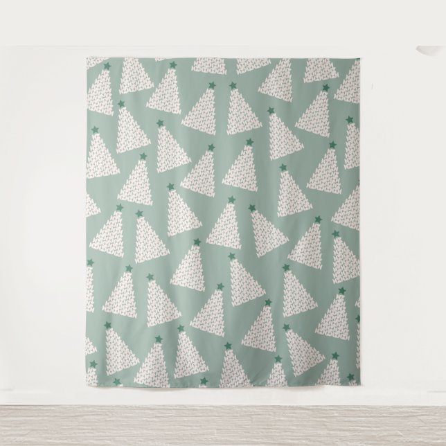 Tapiz Green del patrón de árbol de Navidad (Anverso)