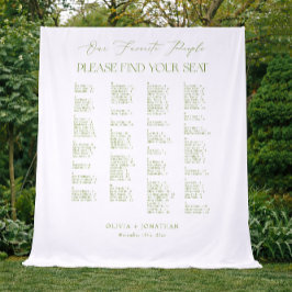 Tapiz Green Find Your Seat Fabric Wedding Seating Chart 