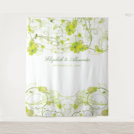 Tapiz Green Hibiscus & Swallows Floral Wedding Backdrop