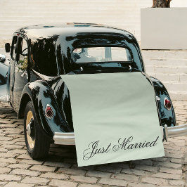 Tapiz Green Just Married Fabric Car Wedding Banner Sign