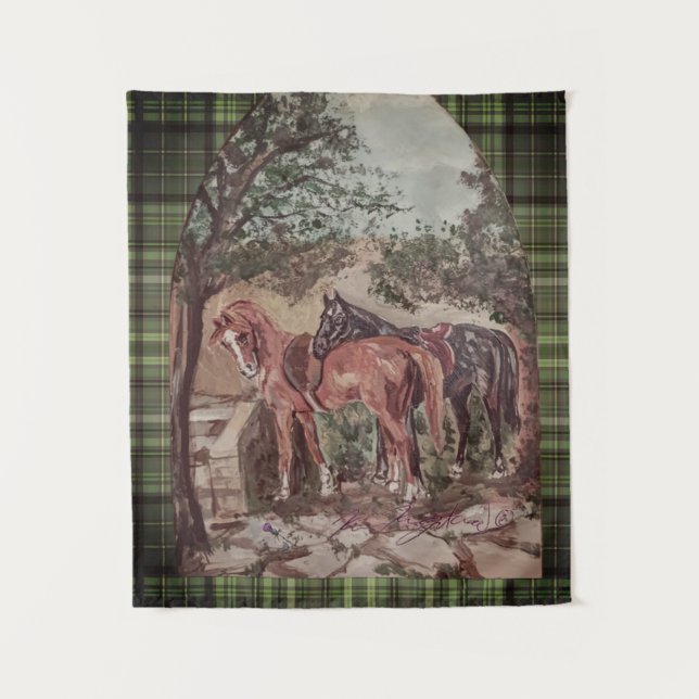 Tapiz green plaid jamie and poppy scripture (Anverso)