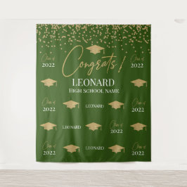 Tapiz Green Step and repeat Graduation Backdrop banner