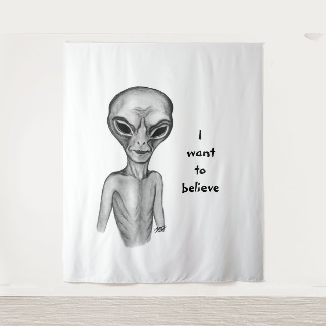 Tapiz Grey Alien , quiero creer (Anverso)