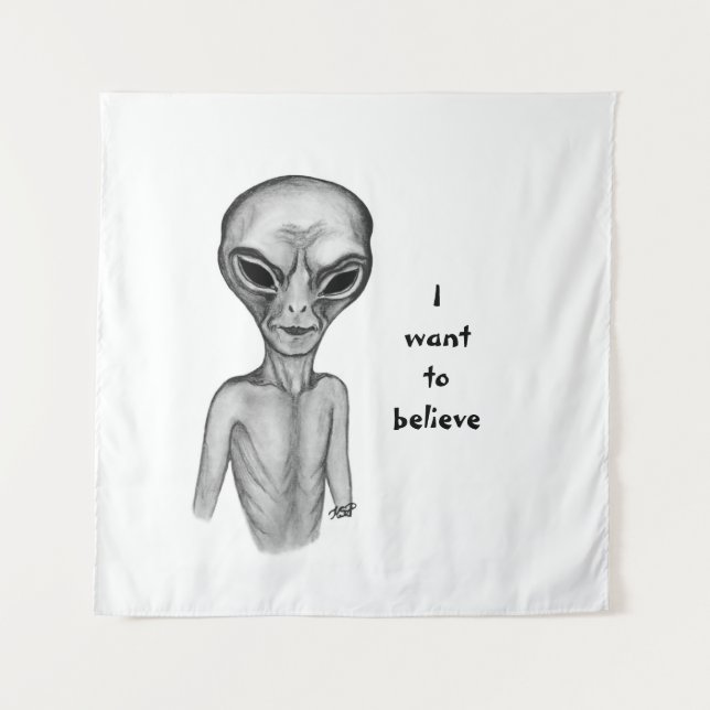 Tapiz Grey Alien , quiero creer (Anverso)
