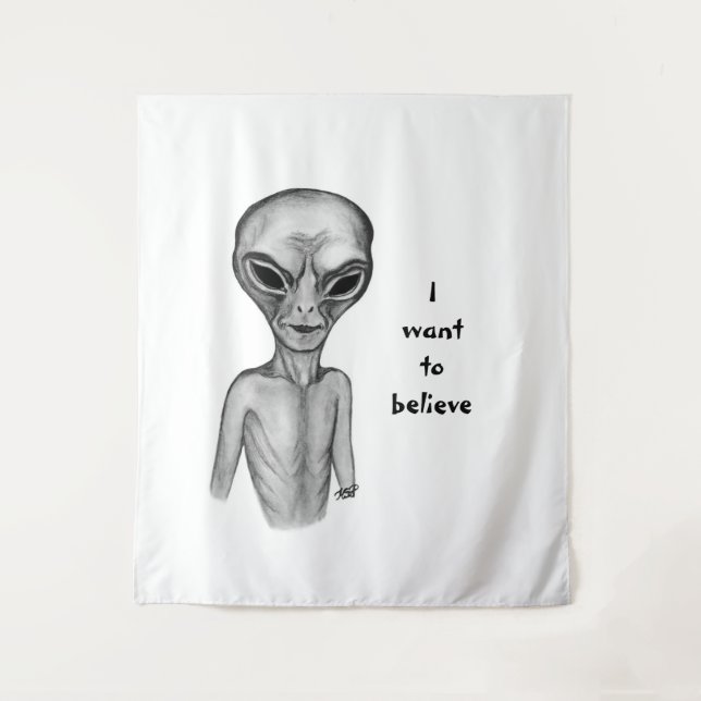 Tapiz Grey Alien , quiero creer (Anverso)