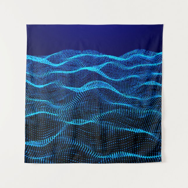 Tapiz Grid dots Abstract landscape background. Cyberspac (Anverso)