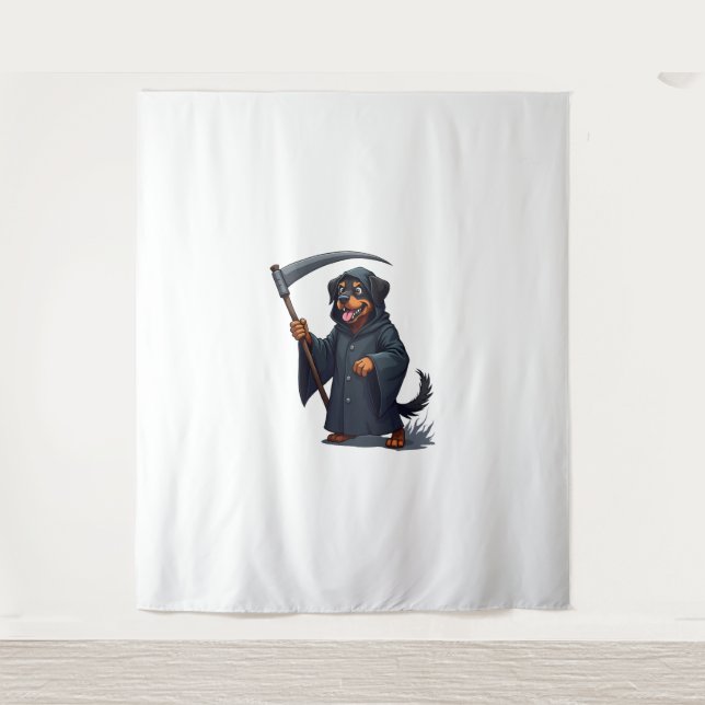 Tapiz Grim Reaper Rottweiler Dog (Anverso)