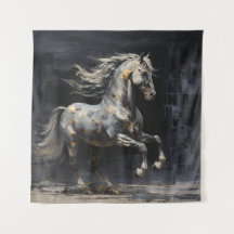Gris abstracto elegante con caballo barroco dorado