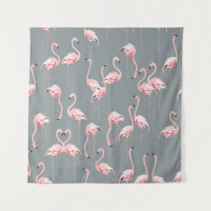 Tapiz Gris Flamingo: Patrón Vintage de Seamless.