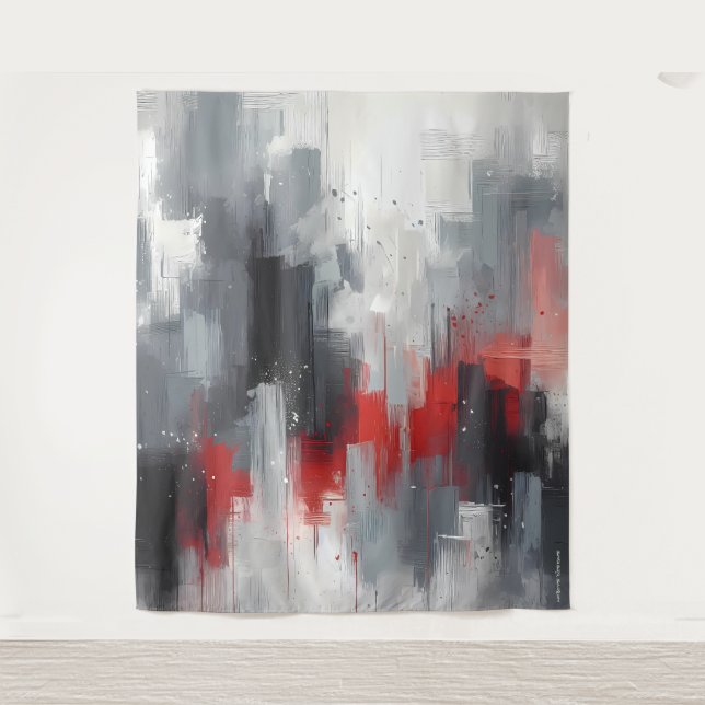 Tapiz Gris, plata y rojo (Anverso)