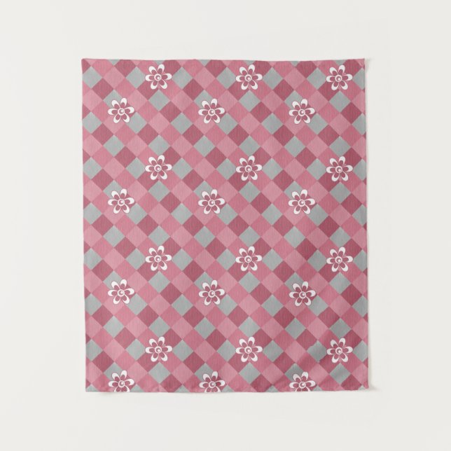 Tapiz Gris y rosa graso con flores de camomila (Anverso)