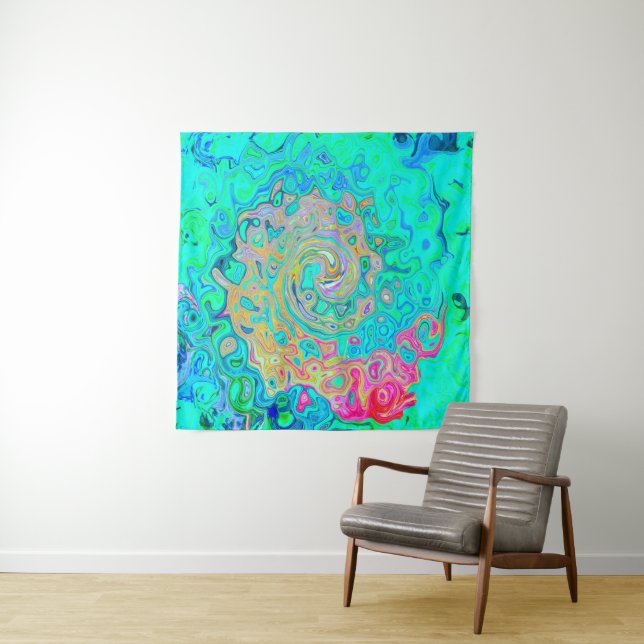 Tapiz Groovy Abstract Retro Arcoiris Liquido Swirl (In situ)