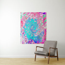 Tapiz Groovy Aqua Blue and Pink Resumen Swirte Retro
