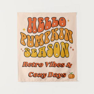Tapiz Groovy Hola Temporada de Calabaza Retro Brillo Oto