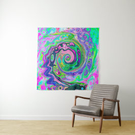 Tapiz Groovy Resumen de Aqua y Navy Lava Swirl