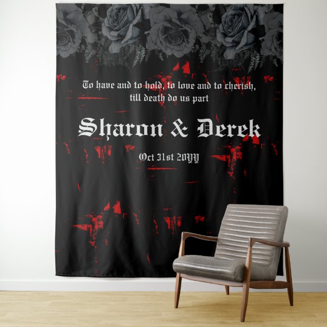 Tapiz Grunge rojo negro gótico texturizado | Rosas negro (In situ)