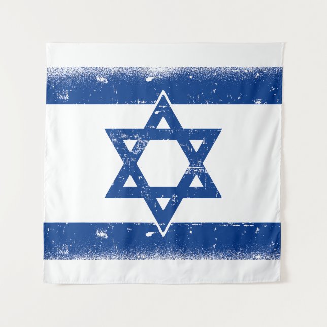 Tapiz Grungge de la bandera de Israel (Anverso)