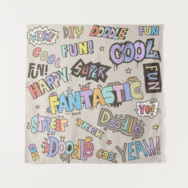 Tapiz Guay Fun Doodle Lettering Vintage (Anverso)