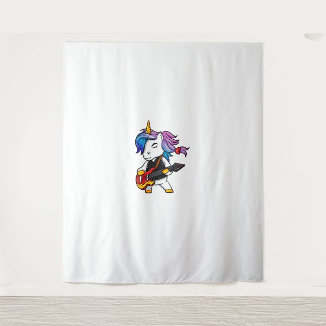 Tapiz Guay rock and roll unicorn con guitarra para el ro (Anverso)