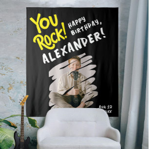 Tapiz Guay You Rock Happy Bday Black Yellow Brush Photo