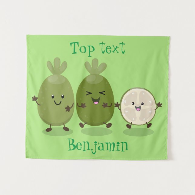 Tapiz Guayaba feijoa personalizado de piña de cuña ilust (Anverso (horizontal))