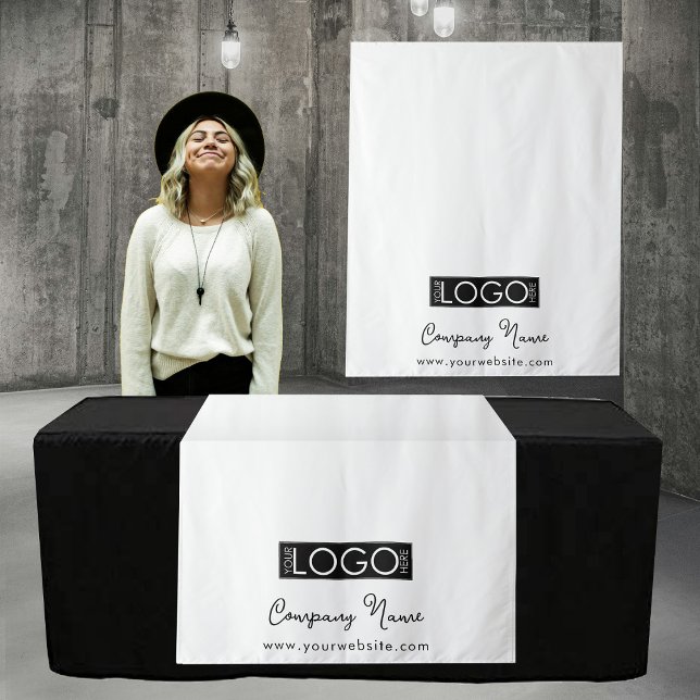 Tapiz Guión de banner de personalizado Business Logo Tab (Custom Business Logo Table Runner Banner Script Tapestry)