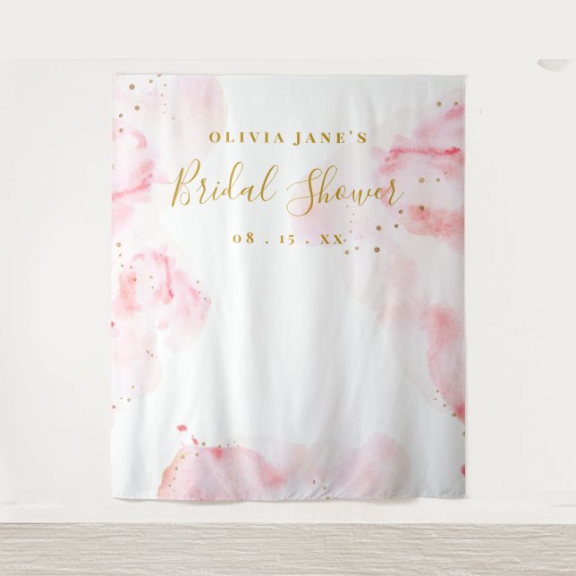 Tapiz Guión de caligrafía rosada y dorada Fondo de la fo (Anverso)