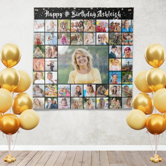 Tapiz Guión de Cepillo de Collage de fotos de cumpleaños (Subido por el creador)