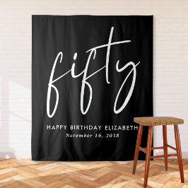 Tapiz Guión de moda Black 50th Birthday Party
