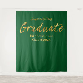 Tapiz Guión de oro verde Felicitaciones Graduado