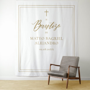 Tapiz Guión moderno Dorado Español Bautizo fondo