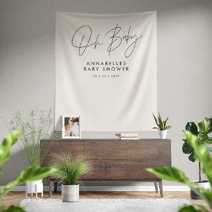 Tapiz Guión para la ducha de bebé moderno elegante en bl