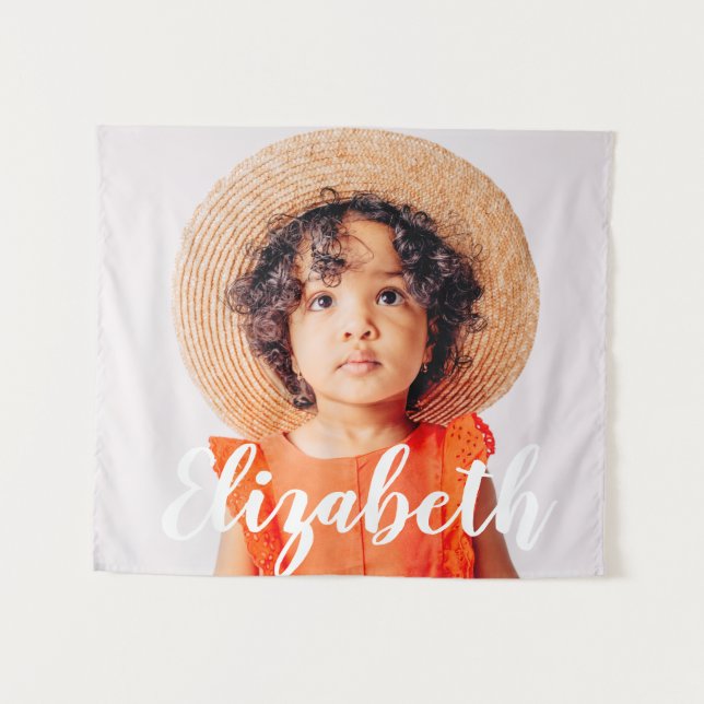 Tapiz Guión simple moderno Añade tu nombre y foto (Anverso (horizontal))