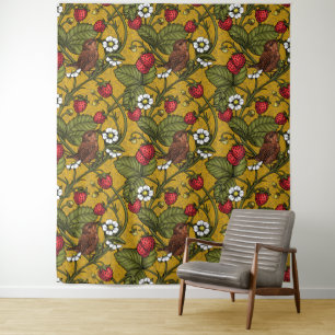 Tapiz Guirnaldas y fresas en mostaza