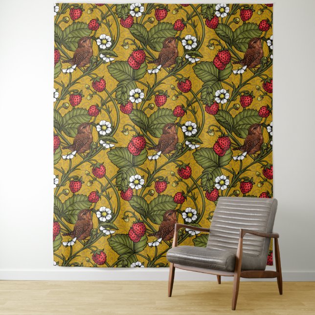 Tapiz Guirnaldas y fresas en mostaza (In situ)