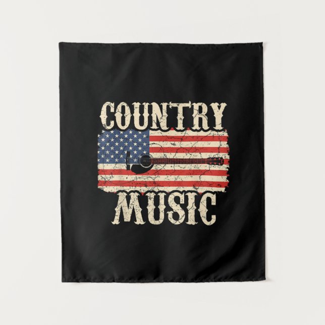 Tapiz Guitarist Country Music Guitar American Flag Birth (Anverso)