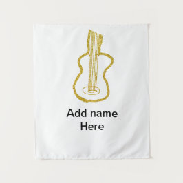 Tapiz Guitarra acústica con brillo dorado agregar nombre