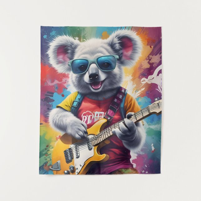 Tapiz Guitarra de Koala, grafitis de rock (Anverso)