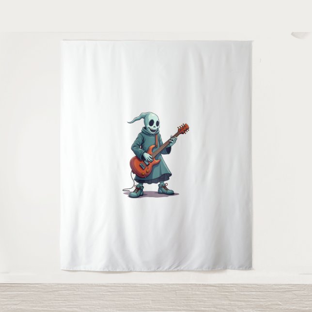 Tapiz Guitarra Fantasma Jugando - Tee de Halloween de Mú (Anverso)