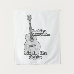 Tapiz Guitarra vintage en blanco y negro