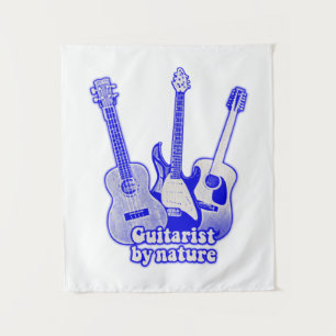 Tapiz Guitarrista por naturaleza. guitarras azules retro