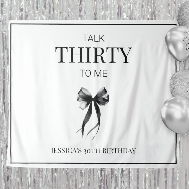 Tapiz Habla Treinta para Mí Fiesta de Black Bow 30 cumpl (Talk Thirty to Me Black Bow 30th Birthday Party Tapestry)