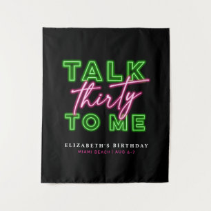 Tapiz Háblame Treinta Suciamente 30 Verde Neón y Rosa