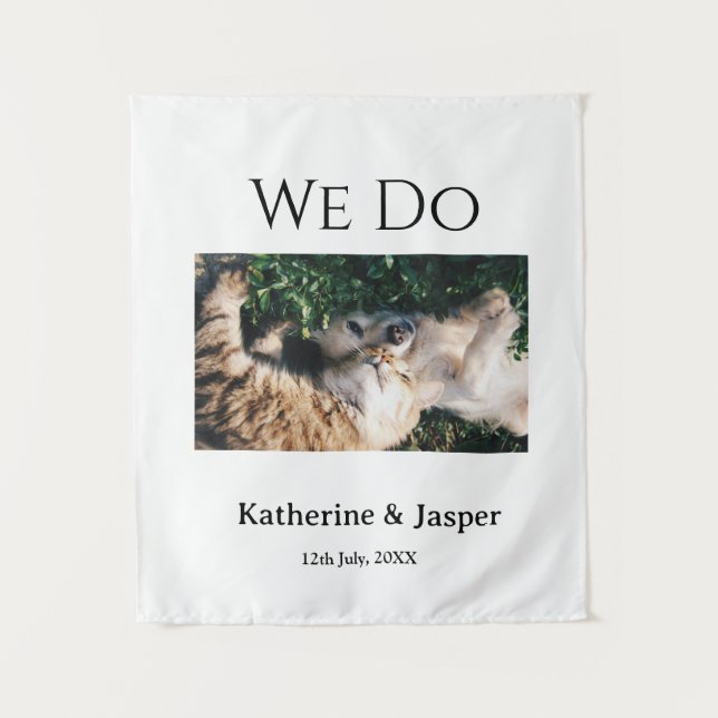 Tapiz Hacemos boda compromiso mascota nombre foto fecha  (Anverso)